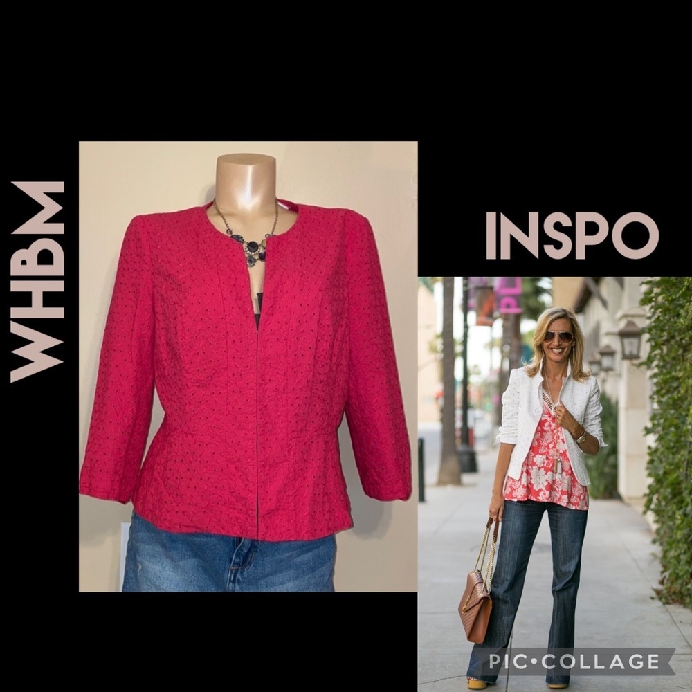 White House Black market WHBM women’s size 14 L blazer suit jacket pink eyelet